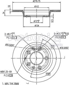 Ashuki 0993-9203 - Тормозной диск autosila-amz.com