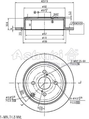 Ashuki 0993-4402 - диск тормозной задн. Toyo autosila-amz.com