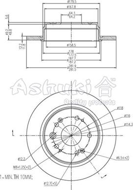 Ashuki 0993-6204 - Тормозной диск autosila-amz.com