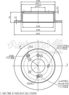 Ashuki 0993-0150 - Тормозной диск autosila-amz.com