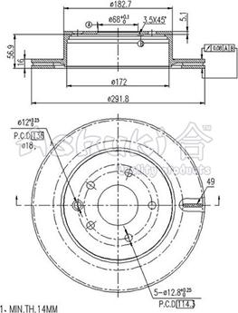 Ashuki 0993-3401 - Тормозной диск autosila-amz.com