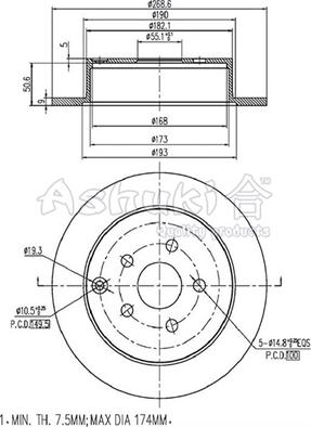 Ashuki 0993-2402 - Тормозной диск autosila-amz.com