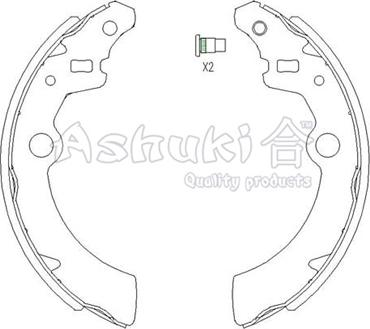 Ashuki 1050-5208 - Комплект тормозных колодок, барабанные autosila-amz.com