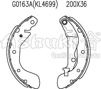 Ashuki 1050-7090 - Комплект тормозных колодок, барабанные autosila-amz.com