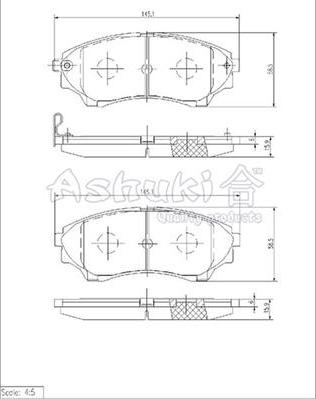 Ashuki 1080-9603 - Тормозные колодки, дисковые, комплект autosila-amz.com