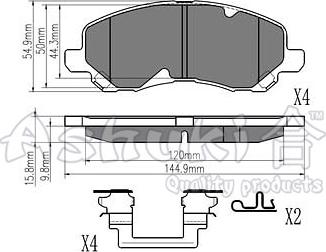 Ashuki 1080-6405 - Тормозные колодки, дисковые, комплект autosila-amz.com