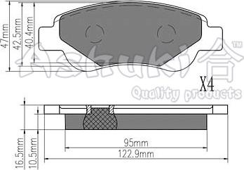 Ashuki 1080-2212 - Тормозные колодки, дисковые, комплект autosila-amz.com