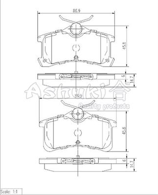 Ashuki 1083-6202 - Тормозные колодки, дисковые, комплект autosila-amz.com