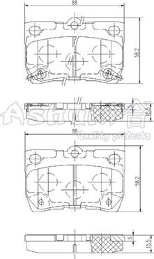 Ashuki 1083-1402 - Тормозные колодки, дисковые, комплект autosila-amz.com