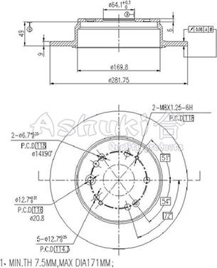 Ashuki H039-60 - Тормозной диск autosila-amz.com