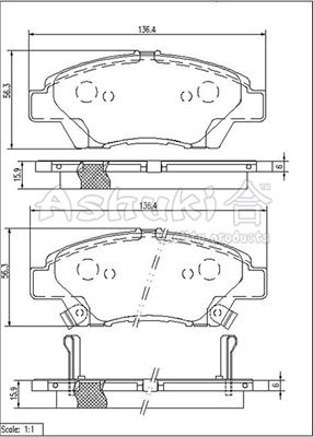 Ashuki H025-62 - Тормозные колодки, дисковые, комплект autosila-amz.com