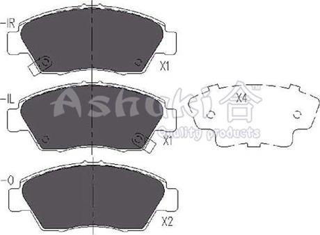 Ashuki H025-35 - Тормозные колодки, дисковые, комплект autosila-amz.com