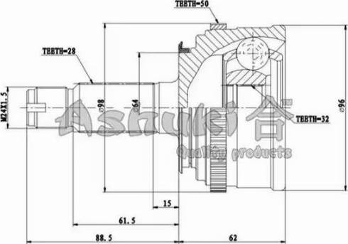 Ashuki HO-8054I - Шарнирный комплект, ШРУС, приводной вал autosila-amz.com