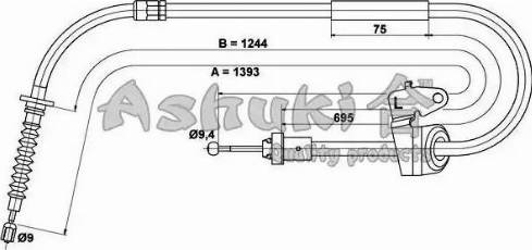 Ashuki HRK12774 - Тросик, cтояночный тормоз autosila-amz.com