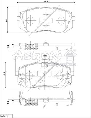 Ashuki I042-65 - Тормозные колодки, дисковые, комплект autosila-amz.com