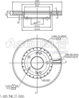 Ashuki I032-38 - Тормозной диск autosila-amz.com