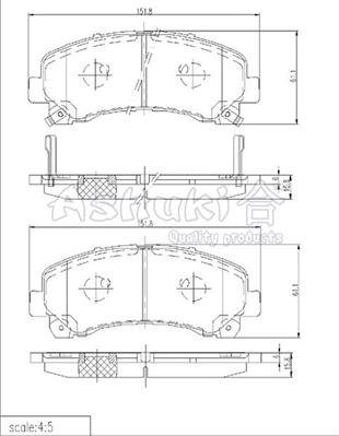 Ashuki IS015-51 - Тормозные колодки, дисковые, комплект autosila-amz.com