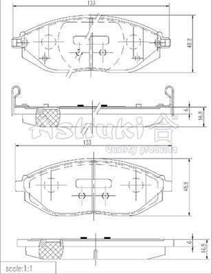 Ashuki J009-05 - Тормозные колодки, дисковые, комплект autosila-amz.com