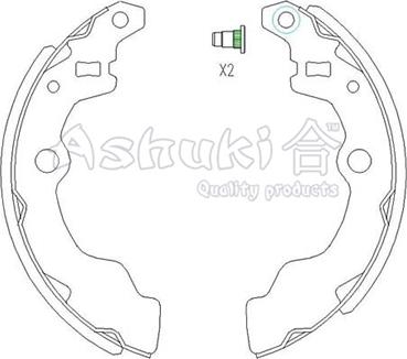 Ashuki K014-50 - Комплект тормозных колодок, барабанные autosila-amz.com