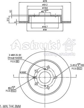 Ashuki K016-43 - Тормозной диск autosila-amz.com