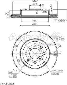 Ashuki K016-55 - Тормозной диск autosila-amz.com