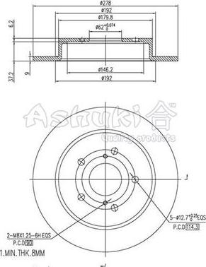 Ashuki K016-62 - Тормозной диск autosila-amz.com