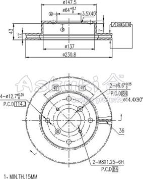 Ashuki K016-04 - Тормозной диск autosila-amz.com