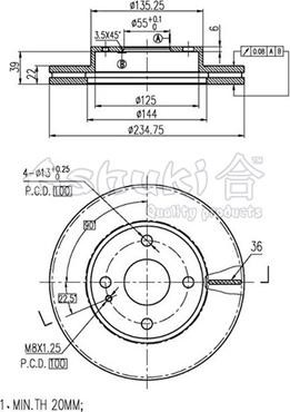 Ashuki M605-15 - Тормозной диск autosila-amz.com