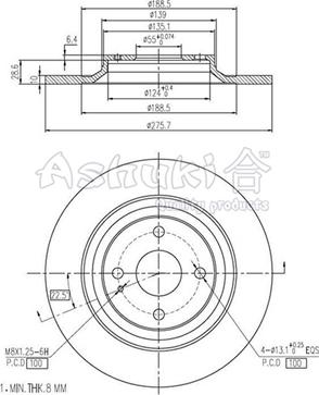 Ashuki M606-44 - Тормозной диск autosila-amz.com