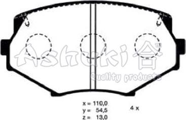 Ashuki M054-06 - Тормозные колодки, дисковые, комплект autosila-amz.com