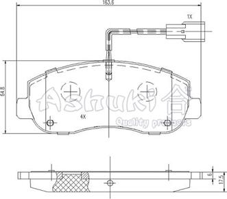 Ashuki N009-43 - Тормозные колодки, дисковые, комплект autosila-amz.com