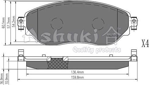 Ashuki N009-81 - Тормозные колодки, дисковые, комплект autosila-amz.com