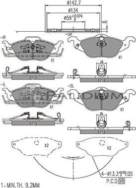 Ashuki P1-1011 - Тормозные колодки, дисковые, комплект autosila-amz.com