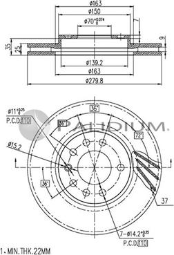 Ashuki P330-007 - Тормозной диск autosila-amz.com