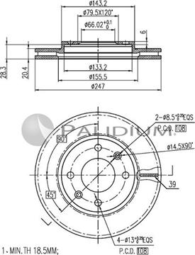 Ashuki P330-035 - Тормозной диск autosila-amz.com