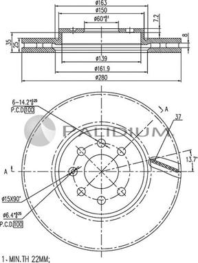 Ashuki P330-027 - Тормозной диск autosila-amz.com