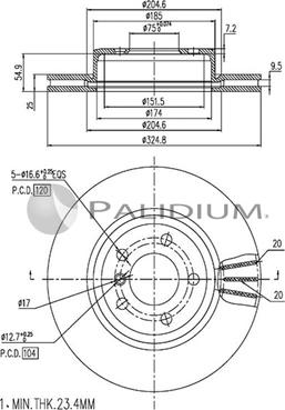 Ashuki P330-156 - Тормозной диск autosila-amz.com