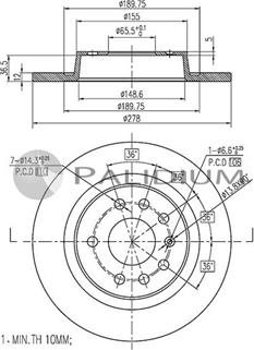 Ashuki P331-049 - Тормозной диск autosila-amz.com