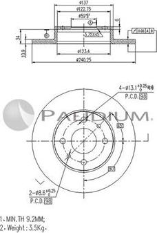 Ashuki P331-048 - Тормозной диск autosila-amz.com