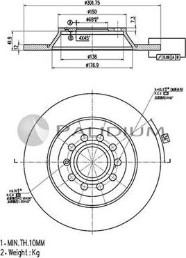 Ashuki P331-067 - Тормозной диск autosila-amz.com