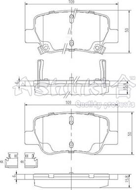 Ashuki T114-45 - Тормозные колодки, дисковые, комплект autosila-amz.com