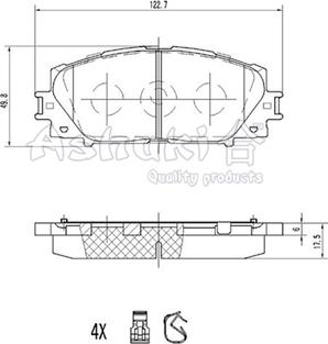 Ashuki T114-55 - Тормозные колодки, дисковые, комплект autosila-amz.com