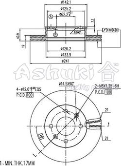 Ashuki Y089-15 - Тормозной диск autosila-amz.com