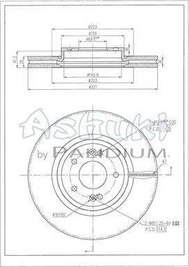 Ashuki Y089-74 - Тормозной диск autosila-amz.com