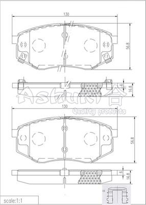 Ashuki Y029-50 - Тормозные колодки, дисковые, комплект autosila-amz.com