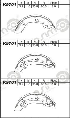 Asimco K9701 - Комплект тормозных колодок, барабанные autosila-amz.com