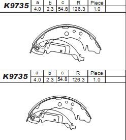 Asimco K9735 - Комплект тормозных колодок, барабанные autosila-amz.com