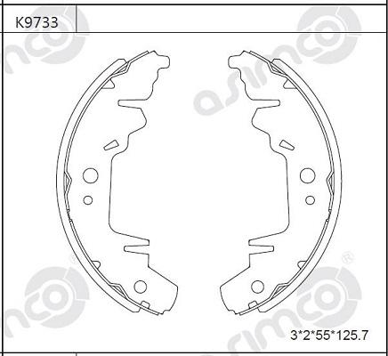 Asimco K9733 - Комплект тормозных колодок, барабанные autosila-amz.com