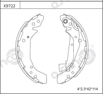 Asimco K9722 - Комплект тормозных колодок, барабанные autosila-amz.com