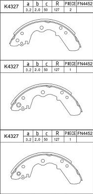 Asimco K4327 - Комплект тормозных колодок, барабанные autosila-amz.com